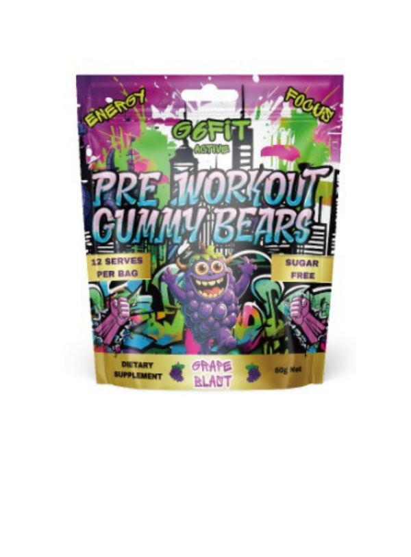 Pre Workout Gummy Bears Grape, 60g ( Sugar Free )