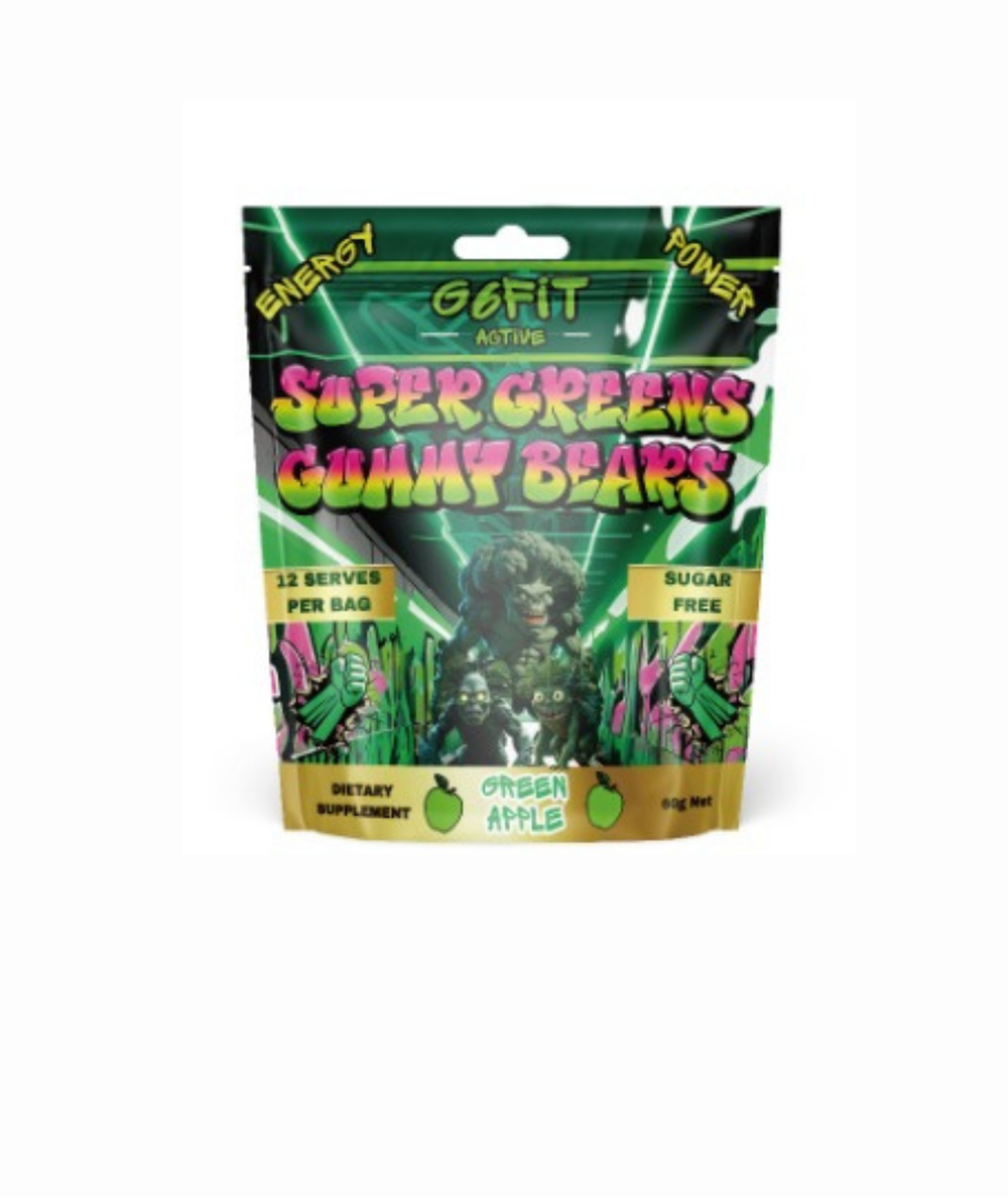 Super Greens Gummy Bears Green Apple, 60g ( Sugar Free )