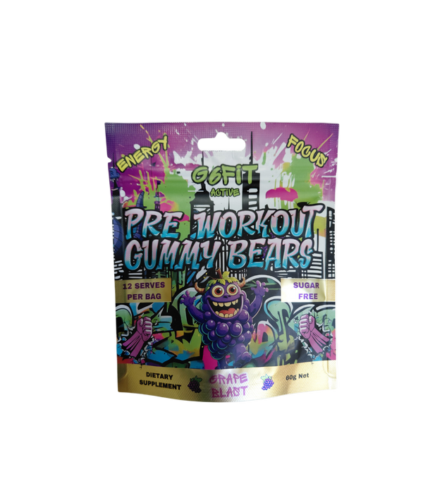 Pre Workout Gummy Bears Grape, 60g ( Sugar Free )