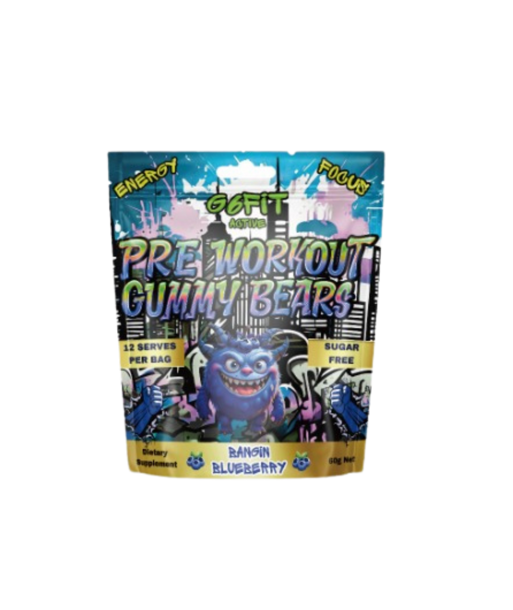 Pre Workout Gummy Bears Blueberry, 60g ( Sugar Free )