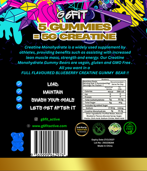 Creatine Monohyrate Gummy Bears - Blueberry (5000mg Per Serve)