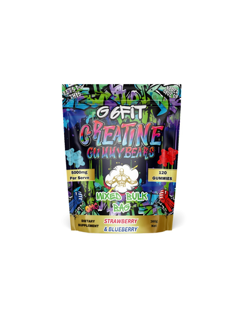 G6FIT Creatine Monohydrate Mixed Bulk Bag, 120 Gummies (5000mg Per Serve)