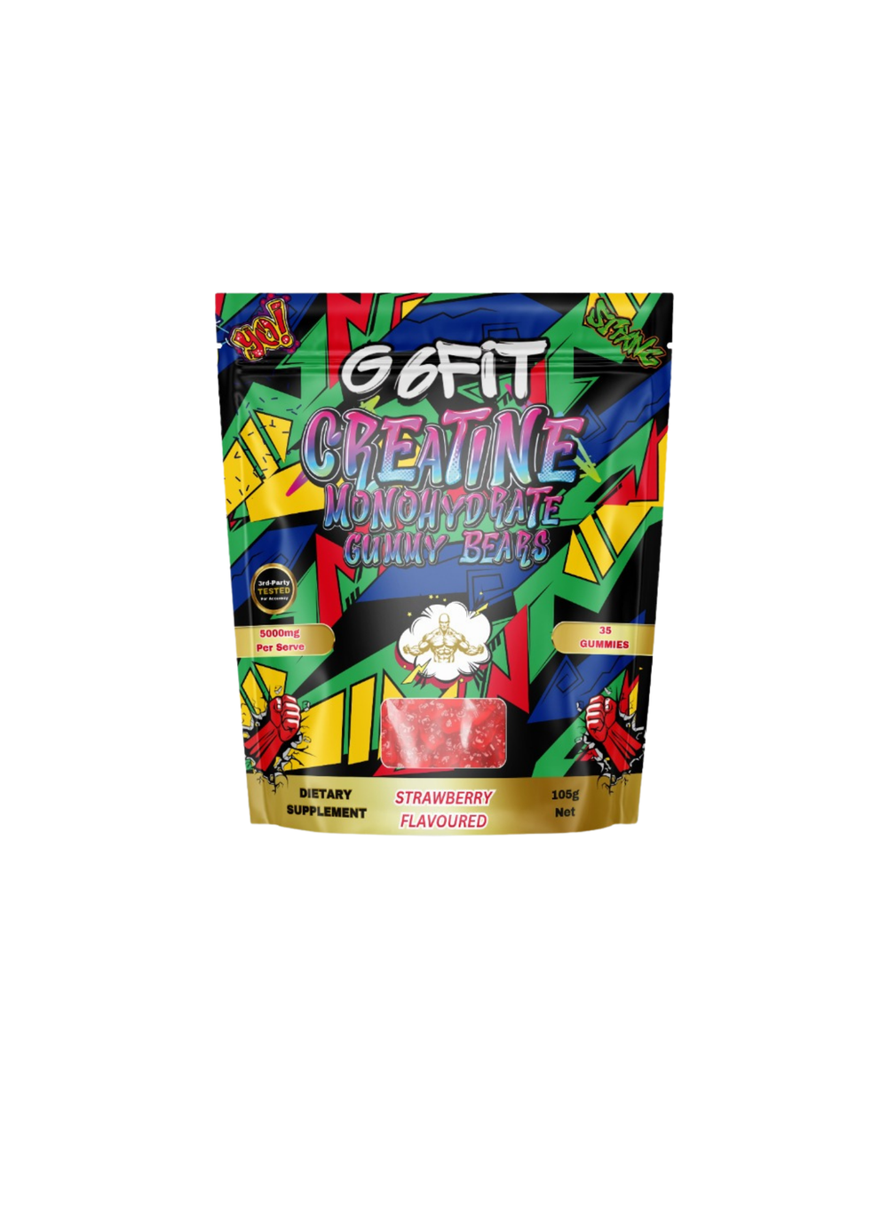 Creatine Monohydrate Gummy Bears - Strawberry, 35 Gummies (5000mg Per Serve)